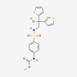 molecular formula C18H18N2O5S3 B2884556 methyl N-(4-{[2-hydroxy-2-(thiophen-2-yl)-2-(thiophen-3-yl)ethyl]sulfamoyl}phenyl)carbamate CAS No. 2097908-64-8