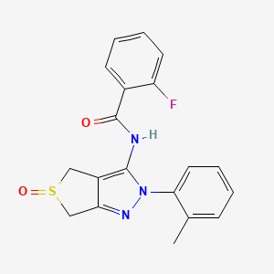 2-fluoro-N-[2-(2-methylphenyl)-5-oxo-4,6-dihydrothieno[3,4-c]pyrazol-3-yl]benzamide