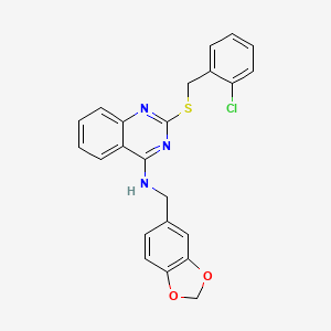 N-(benzo[d][1,3]dioxol-5-ylmethyl)-2-((2-chlorobenzyl)thio)quinazolin-4-amine