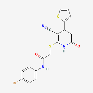 N-(4-bromophenyl)-2-{[3-cyano-6-oxo-4-(thiophen-2-yl)-1,4,5,6-tetrahydropyridin-2-yl]sulfanyl}acetamide
