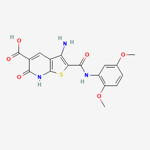 3-amino-2-[(2,5-dimethoxyphenyl)carbamoyl]-6-oxo-7H-thieno[2,3-b]pyridine-5-carboxylic acid
