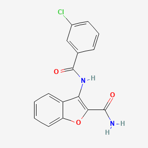molecular formula C16H11ClN2O3 B2884587 3-(3-Chlorobenzamido)benzofuran-2-carboxamide 