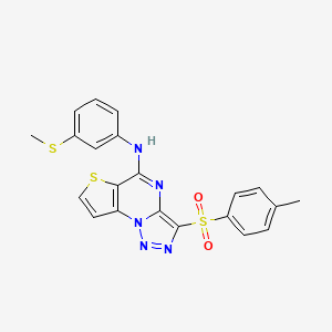 molecular formula C21H17N5O2S3 B2884598 N-(3-(methylthio)phenyl)-3-tosylthieno[2,3-e][1,2,3]triazolo[1,5-a]pyrimidin-5-amine CAS No. 892734-13-3