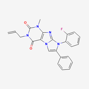 molecular formula C23H18FN5O2 B2884604 6-(2-Fluorophenyl)-4-methyl-7-phenyl-2-prop-2-enylpurino[7,8-a]imidazole-1,3-dione CAS No. 923378-01-2