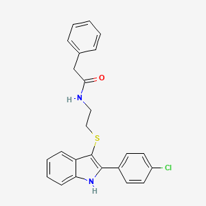 N-(2-((2-(4-chlorophenyl)-1H-indol-3-yl)thio)ethyl)-2-phenylacetamide