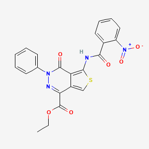 molecular formula C22H16N4O6S B2884609 Ethyl 5-(2-nitrobenzamido)-4-oxo-3-phenyl-3,4-dihydrothieno[3,4-d]pyridazine-1-carboxylate CAS No. 851947-31-4