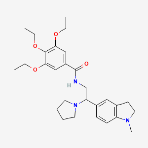 molecular formula C28H39N3O4 B2884611 3,4,5-triethoxy-N-(2-(1-methylindolin-5-yl)-2-(pyrrolidin-1-yl)ethyl)benzamide CAS No. 921895-04-7