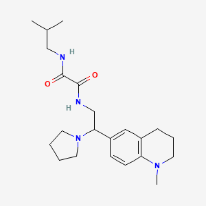 molecular formula C22H34N4O2 B2884627 N'-[2-(1-methyl-1,2,3,4-tetrahydroquinolin-6-yl)-2-(pyrrolidin-1-yl)ethyl]-N-(2-methylpropyl)ethanediamide CAS No. 922119-85-5
