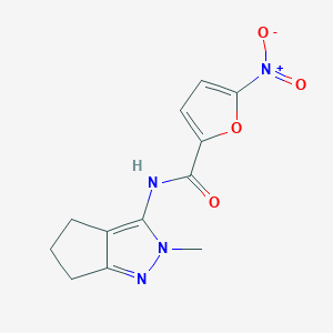 molecular formula C12H12N4O4 B2884630 N-(2-methyl-2,4,5,6-tetrahydrocyclopenta[c]pyrazol-3-yl)-5-nitrofuran-2-carboxamide CAS No. 1105251-20-4