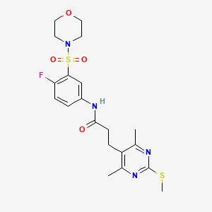 3-(4,6-dimethyl-2-methylsulfanylpyrimidin-5-yl)-N-(4-fluoro-3-morpholin-4-ylsulfonylphenyl)propanamide