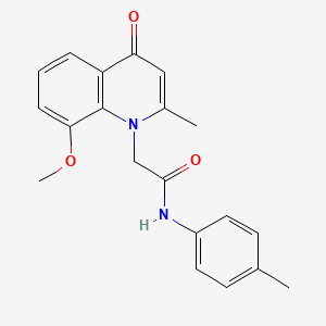 molecular formula C20H20N2O3 B2884648 2-(8-methoxy-2-methyl-4-oxoquinolin-1(4H)-yl)-N-(p-tolyl)acetamide CAS No. 385391-09-3