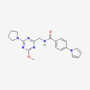 N-((4-methoxy-6-(pyrrolidin-1-yl)-1,3,5-triazin-2-yl)methyl)-4-(1H-pyrrol-1-yl)benzamide