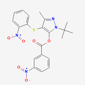 1-(tert-butyl)-3-methyl-4-((2-nitrophenyl)thio)-1H-pyrazol-5-yl 3-nitrobenzoate