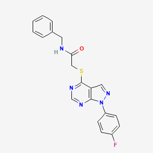 molecular formula C20H16FN5OS B2884654 N-benzyl-2-{[1-(4-fluorophenyl)-1H-pyrazolo[3,4-d]pyrimidin-4-yl]sulfanyl}acetamide CAS No. 893937-33-2