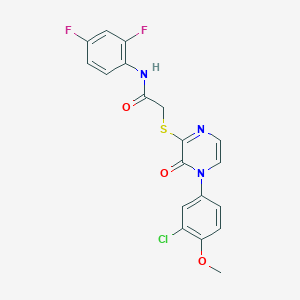 2-((4-(3-chloro-4-methoxyphenyl)-3-oxo-3,4-dihydropyrazin-2-yl)thio)-N-(2,4-difluorophenyl)acetamide