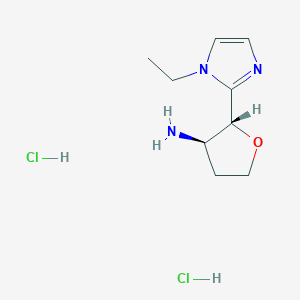 molecular formula C9H17Cl2N3O B2884668 rac-(2R,3R)-2-(1-ethyl-1H-imidazol-2-yl)oxolan-3-amine dihydrochloride, trans CAS No. 2059908-19-7