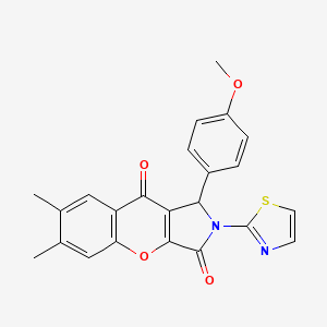 molecular formula C23H18N2O4S B2884670 1-(4-Methoxyphenyl)-6,7-dimethyl-2-(thiazol-2-yl)-1,2-dihydrochromeno[2,3-c]pyrrole-3,9-dione CAS No. 632322-19-1