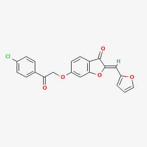 molecular formula C21H13ClO5 B2884673 (Z)-6-(2-(4-chlorophenyl)-2-oxoethoxy)-2-(furan-2-ylmethylene)benzofuran-3(2H)-one CAS No. 622794-17-6