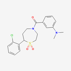 molecular formula C20H23ClN2O3S B2884682 (7-(2-Chlorophenyl)-1,1-dioxido-1,4-thiazepan-4-yl)(3-(dimethylamino)phenyl)methanone CAS No. 2034459-08-8