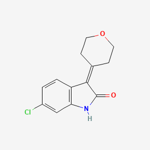 molecular formula C13H12ClNO2 B2884684 6-氯-3-(氧杂环-4-亚烷基)-1H-吲哚-2-酮 CAS No. 2470437-11-5