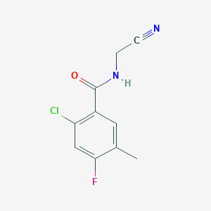 molecular formula C10H8ClFN2O B2884688 2-chloro-N-(cyanomethyl)-4-fluoro-5-methylbenzamide CAS No. 2093530-52-8