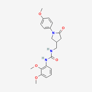 molecular formula C21H25N3O5 B2884695 1-(2,3-Dimethoxyphenyl)-3-((1-(4-methoxyphenyl)-5-oxopyrrolidin-3-yl)methyl)urea CAS No. 946351-78-6