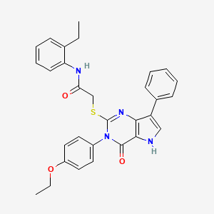 molecular formula C30H28N4O3S B2884697 2-((3-(4-ethoxyphenyl)-4-oxo-7-phenyl-4,5-dihydro-3H-pyrrolo[3,2-d]pyrimidin-2-yl)thio)-N-(2-ethylphenyl)acetamide CAS No. 2034584-38-6