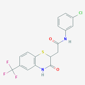 molecular formula C17H12ClF3N2O2S B2884712 N-(3-chlorophenyl)-2-[3-oxo-6-(trifluoromethyl)-3,4-dihydro-2H-1,4-benzothiazin-2-yl]acetamide CAS No. 305373-31-3