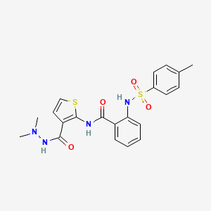 molecular formula C21H22N4O4S2 B2884724 N-(3-(2,2-dimethylhydrazinecarbonyl)thiophen-2-yl)-2-(4-methylphenylsulfonamido)benzamide CAS No. 893132-82-6
