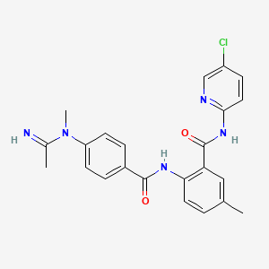 molecular formula C23H22ClN5O2 B2884742 N- (5-Chloropyridin-2-yl)-5-methyl-2-(4-(N-methylacetimidamido)benzamido)benzamide CAS No. 1333126-80-9