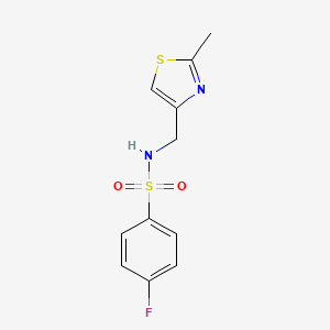 molecular formula C11H11FN2O2S2 B2884752 4-fluoro-N-[(2-methyl-1,3-thiazol-4-yl)methyl]benzenesulfonamide CAS No. 852453-16-8