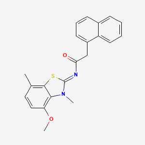 molecular formula C22H20N2O2S B2884753 (Z)-N-(4-methoxy-3,7-dimethylbenzo[d]thiazol-2(3H)-ylidene)-2-(naphthalen-1-yl)acetamide CAS No. 1005974-90-2