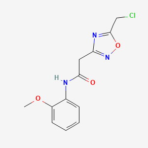 molecular formula C12H12ClN3O3 B2884756 2-[5-(chloromethyl)-1,2,4-oxadiazol-3-yl]-N-(2-methoxyphenyl)acetamide CAS No. 730949-77-6