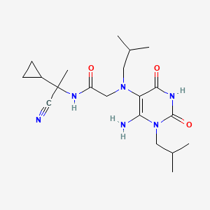 molecular formula C20H32N6O3 B2884759 2-{[6-amino-1-(2-methylpropyl)-2,4-dioxo-1,2,3,4-tetrahydropyrimidin-5-yl](2-methylpropyl)amino}-N-(1-cyano-1-cyclopropylethyl)acetamide CAS No. 1223232-79-8