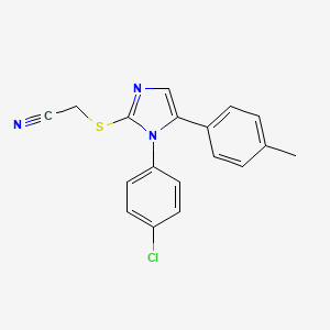 molecular formula C18H14ClN3S B2884760 2-((1-(4-chlorophenyl)-5-(p-tolyl)-1H-imidazol-2-yl)thio)acetonitrile CAS No. 1226453-77-5