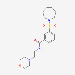 molecular formula C19H29N3O4S B2884772 3-(1-azepanylsulfonyl)-N-[2-(4-morpholinyl)ethyl]benzamide CAS No. 638135-98-5