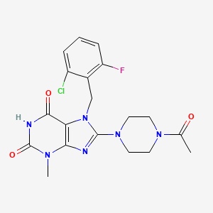 molecular formula C19H20ClFN6O3 B2884773 8-(4-acetylpiperazin-1-yl)-7-[(2-chloro-6-fluorophenyl)methyl]-3-methyl-2,3,6,7-tetrahydro-1H-purine-2,6-dione CAS No. 1363828-47-0