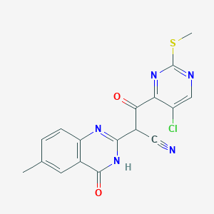 molecular formula C17H12ClN5O2S B2884775 3-(5-Chloro-2-(methylthio)pyrimidin-4-yl)-2-(6-methyl-4-oxo-3,4-dihydroquinazolin-2-yl)-3-oxopropanenitrile CAS No. 328031-77-2