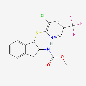 molecular formula C18H16ClF3N2O2S B2884790 Ethyl N-[1-[3-chloro-5-(trifluoromethyl)pyridin-2-yl]sulfanyl-2,3-dihydro-1H-inden-2-yl]carbamate CAS No. 306978-20-1