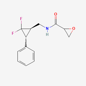 B2884817 N-[[(1R,3R)-2,2-Difluoro-3-phenylcyclopropyl]methyl]oxirane-2-carboxamide CAS No. 2418618-55-8