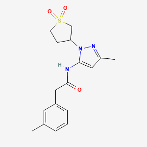 molecular formula C17H21N3O3S B2884828 N-(1-(1,1-dioxidotetrahydrothiophen-3-yl)-3-methyl-1H-pyrazol-5-yl)-2-(m-tolyl)acetamide CAS No. 1172387-92-6
