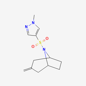 molecular formula C12H17N3O2S B2884830 8-[(1-methyl-1H-pyrazol-4-yl)sulfonyl]-3-methylidene-8-azabicyclo[3.2.1]octane CAS No. 2310140-54-4