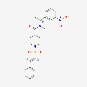molecular formula C23H27N3O5S B2884835 N-methyl-N-[1-(3-nitrophenyl)ethyl]-1-[(E)-2-phenylethenyl]sulfonylpiperidine-4-carboxamide CAS No. 1090956-27-6