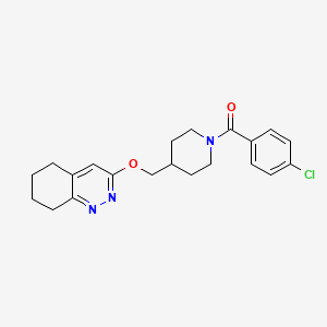 molecular formula C21H24ClN3O2 B2884846 3-{[1-(4-Chlorobenzoyl)piperidin-4-yl]methoxy}-5,6,7,8-tetrahydrocinnoline CAS No. 2320885-41-2