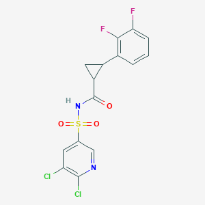 molecular formula C15H10Cl2F2N2O3S B2884848 N-[(5,6-dichloropyridin-3-yl)sulfonyl]-2-(2,3-difluorophenyl)cyclopropane-1-carboxamide CAS No. 2094363-32-1