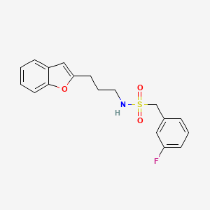 molecular formula C18H18FNO3S B2884878 N-[3-(1-benzofuran-2-yl)propyl]-1-(3-fluorophenyl)methanesulfonamide CAS No. 2034603-90-0