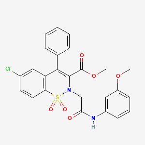 molecular formula C25H21ClN2O6S B2884891 methyl 6-chloro-2-(2-((3-methoxyphenyl)amino)-2-oxoethyl)-4-phenyl-2H-benzo[e][1,2]thiazine-3-carboxylate 1,1-dioxide CAS No. 1114828-27-1