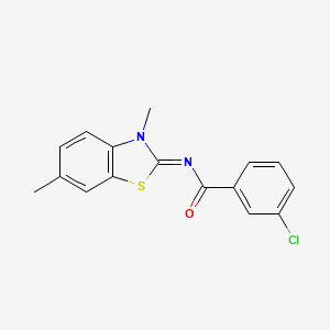 molecular formula C16H13ClN2OS B2884892 3-chloro-N-[(2E)-3,6-dimethyl-2,3-dihydro-1,3-benzothiazol-2-ylidene]benzamide CAS No. 391229-87-1