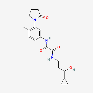 molecular formula C19H25N3O4 B2884893 N-(3-cyclopropyl-3-hydroxypropyl)-N'-[4-methyl-3-(2-oxopyrrolidin-1-yl)phenyl]ethanediamide CAS No. 1396843-16-5