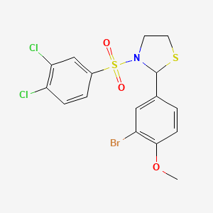 2-(3-Bromo-4-methoxyphenyl)-3-((3,4-dichlorophenyl)sulfonyl)thiazolidine